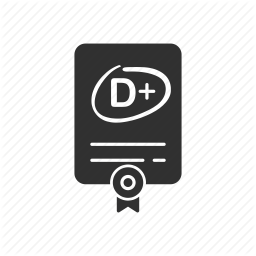 D Plus Grade, D Report, School, Study Icon