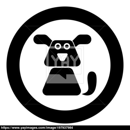 Dog Icon Black Color Vector Illustration Simple Image Vector