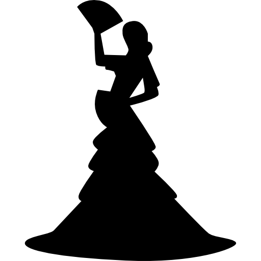 Flamenco Female Dancer Silhouette Icons Free Download