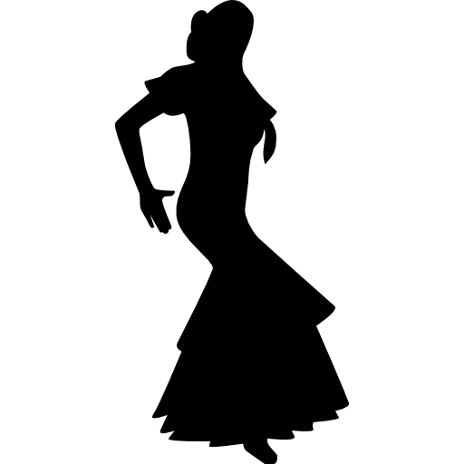 Flamenco Woman Silhouette Icons Free Download