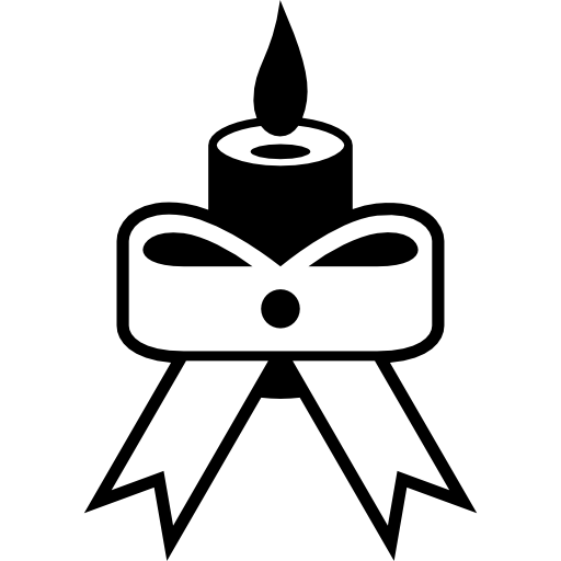 Candle Burning With A Ribbon For Christmas Icons Free Download