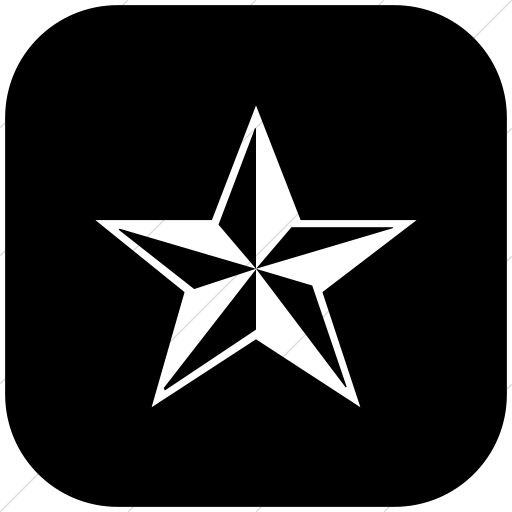 Flat Rounded Square White On Black Classica Star Icon