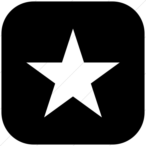 Flat Rounded Square White On Black Raphael Star Solid Icon