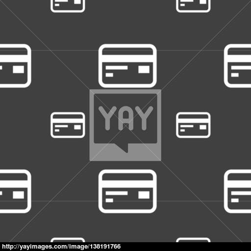 Credit, Debit Card Icon Sign Seamless Pattern On A Gray
