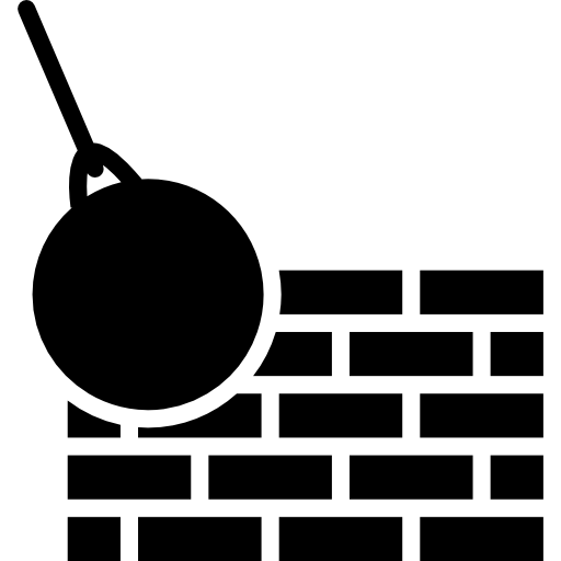 Bricks Wall And Demolition Ball Icons Free Download