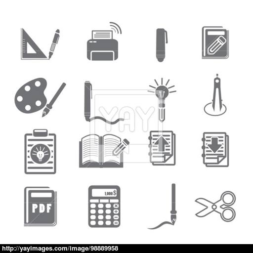 Tools Learning Icon Set Vector