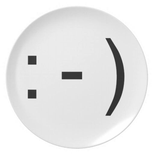 Smiling Happy Emoticon Text Icon Dinner Plate
