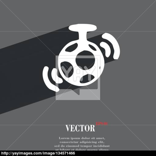 Mirror Ball Disco Icon Symbol Flat Modern Web Design With Long