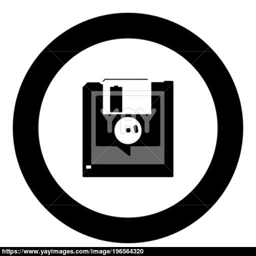 Floppy Disk Icon Black Color In Circle Vector