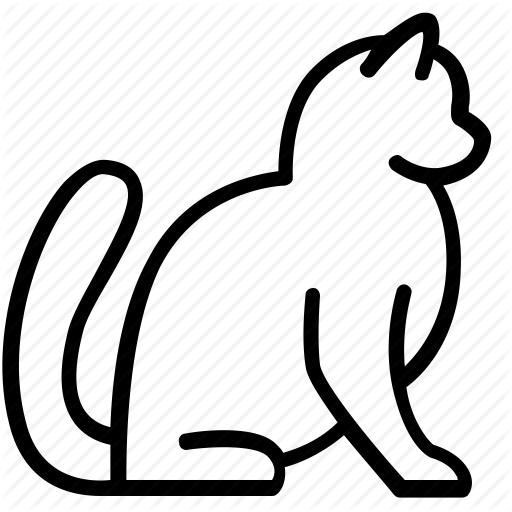 Animal, Cat, Pet, Side, Silhouette, Sitting Icon