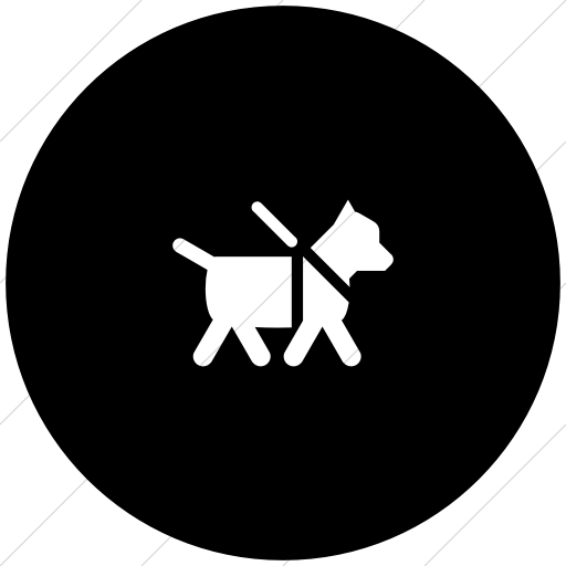 Flat Circle White On Black Foundation Guide Dog Icon