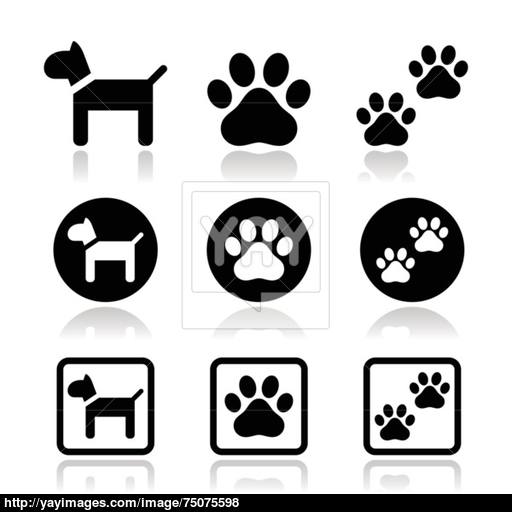 Dog, Paw Prints Vector Icons Set Vector