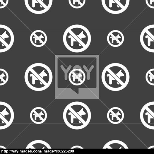 Dog Walking Is Prohibited Icon Sign Seamless Pattern On A Gray