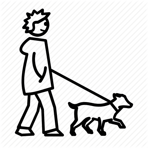 Dog, Man, Pedestrians, People, Taking Out, Walking Icon