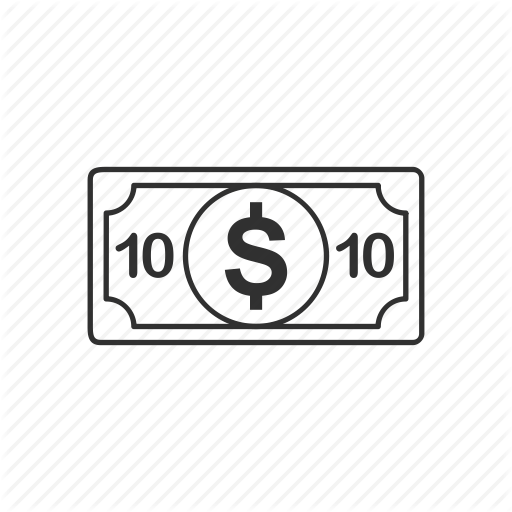Bill, Dollar, Money, Ten, Ten Dollar Bill Icon