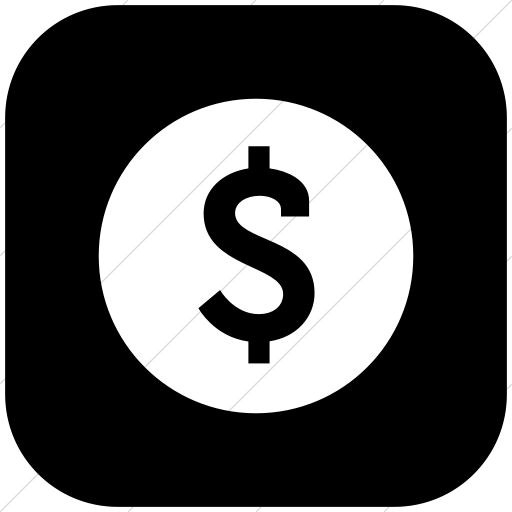 Flat Rounded Square White On Black Raphael Dollar Sign Icon