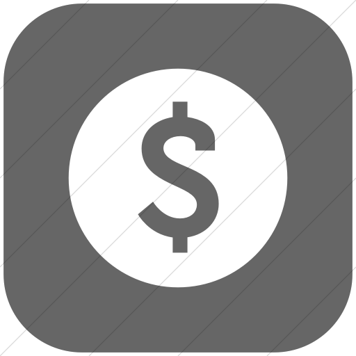Flat Rounded Square White On Gray Raphael Dollar Sign Icon