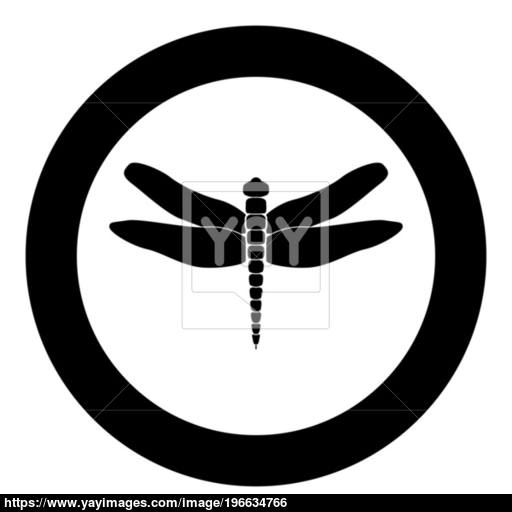 Dragonfly Black Icon In Circle Vector Illustration Vector