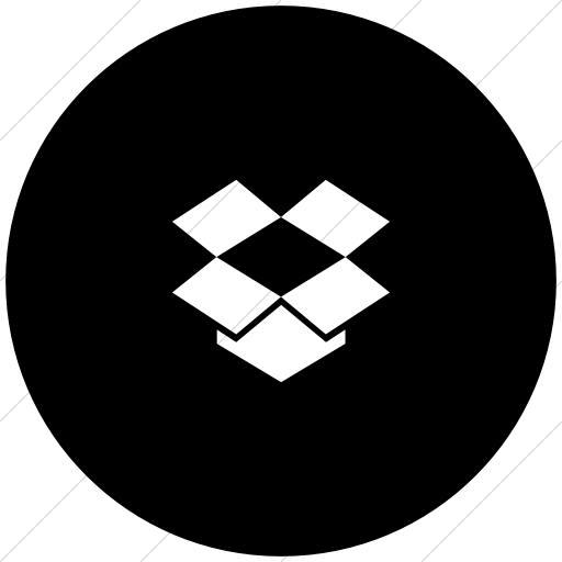 Flat Circle White On Black Foundation Social Dropbox Icon