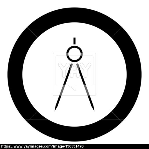Pair Of Compasses Icon Black Color In Circle Or Round Vector