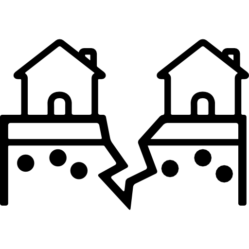 Cracked Ground Between Houses Icons Free Download