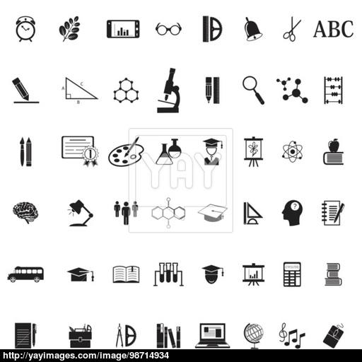 Education School Icon Set Vector