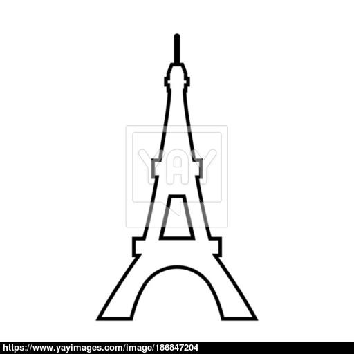 Eiffel Tower Black Color Icon Vector