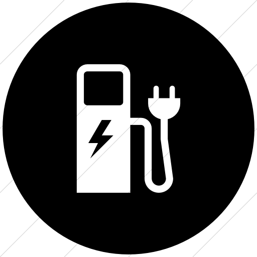 Flat Circle White On Black Iconathon Electric Charging
