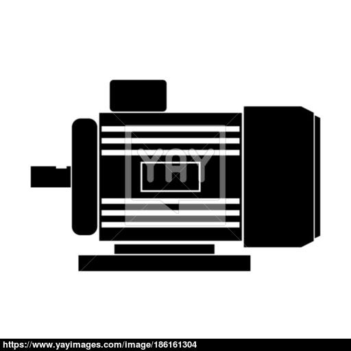 Electric Motor Black Color Icon Vector