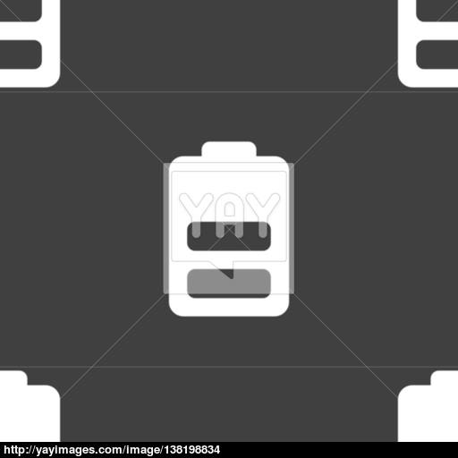 Battery Half Level, Low Electricity Icon Sign Seamless Pattern