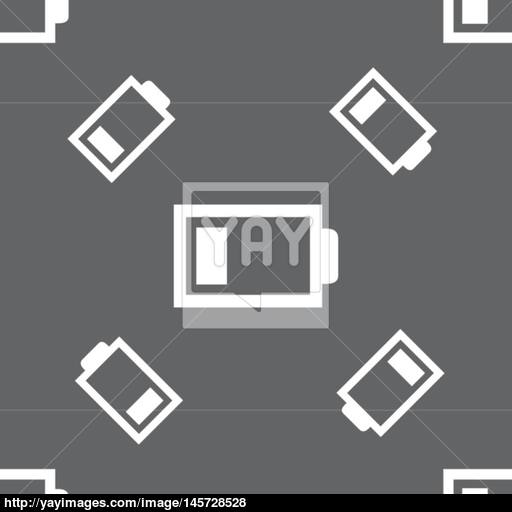 Battery Low Level Sign Icon Electricity Symbol Seamless Pattern