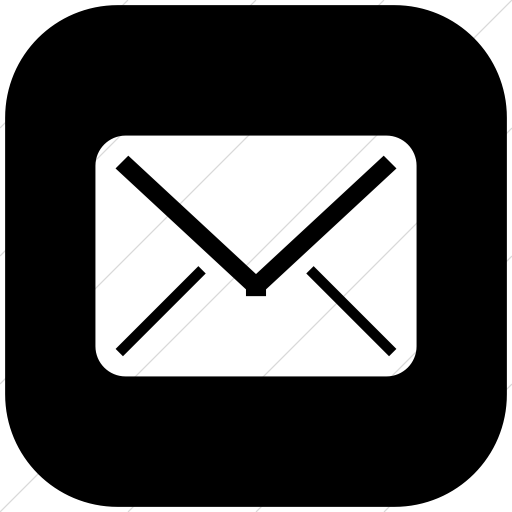 Flat Rounded Square White On Black Broccolidry Email Icon