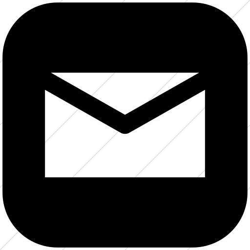 Flat Rounded Square White On Black Raphael Mail Icon