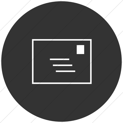 Flat Circle White On Dark Gray Classica Email Icon