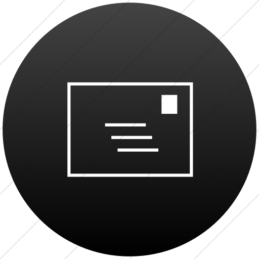Flat Circle White On Black Gradient Classica Email Icon