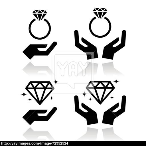 Diamond Engagement Ring With Hands Vector Icon Vector