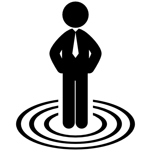 Businessman Standing On Business Target Concentric Circles Free