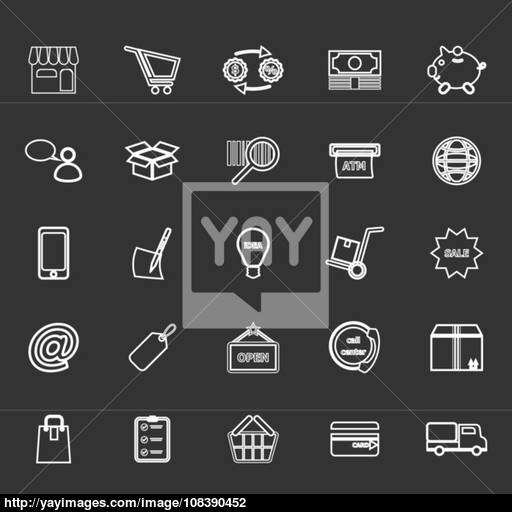 Internet Entrepreneur Line Icons On Gray Background Vector