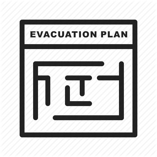 Building, Danger, Emergency, Evacuation, Exit, Plan, Warning Icon