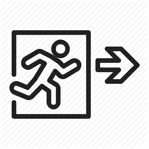 Emergency, Escape, Evacuate, Exit, Fire Icon