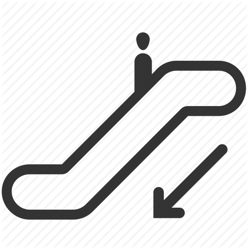 Direction, Down, Escalator, Moving, Stair, Staircase, Transport Icon