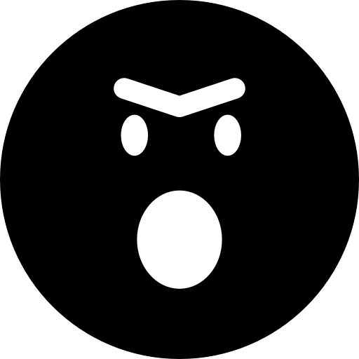 Angry Emoticon Face With Opened Mouth In Rounded Square Outline