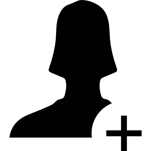 Female Facebook User Shape With Plus Symbol Icons Free Download