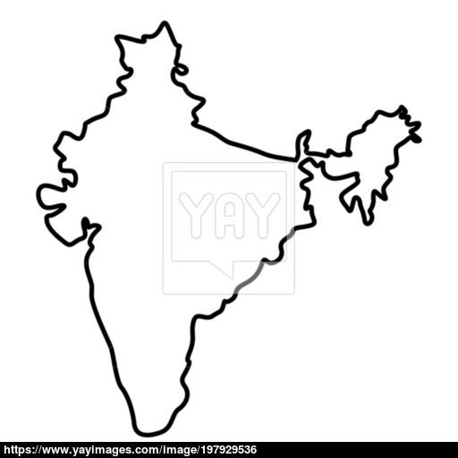 Map Of India Icon Black Color Illustration Flat Style Simple Image