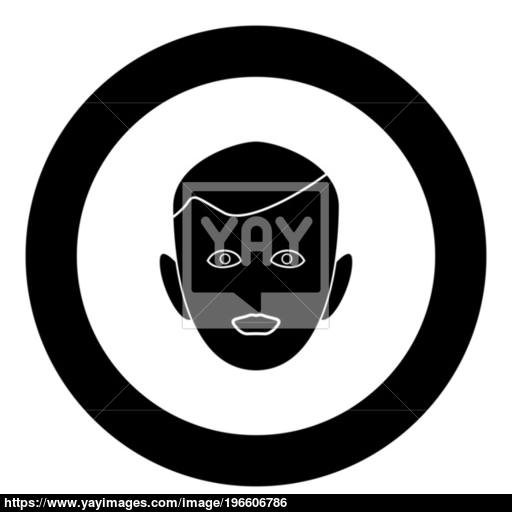 Little Boy Face Black Icon In Circle Vector Illustration Isolated
