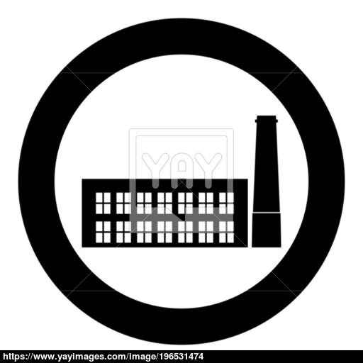 Industrial Building Factory Icon Black Color In Circle Or Round
