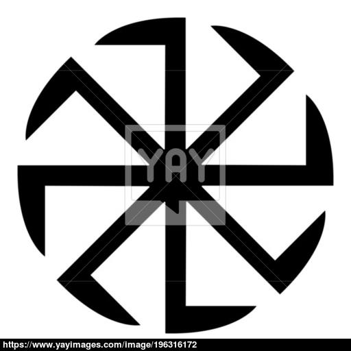 Slavic Slavonis Symbol Kolovrat Sign Sun Icon Black Color