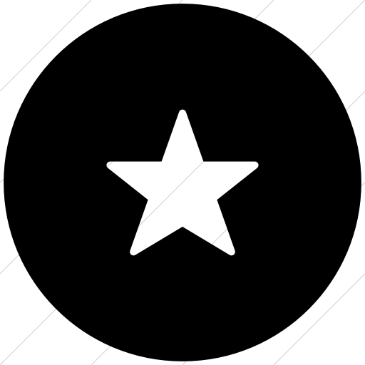 Flat Circle White On Black Foundation Star Icon