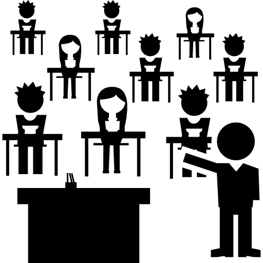 Classroom With Students Group And The Teacher Icons Free Download