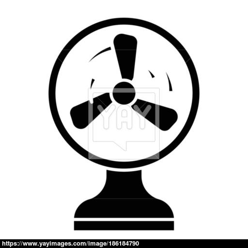 Flat Black Electric Fan Icon Vector